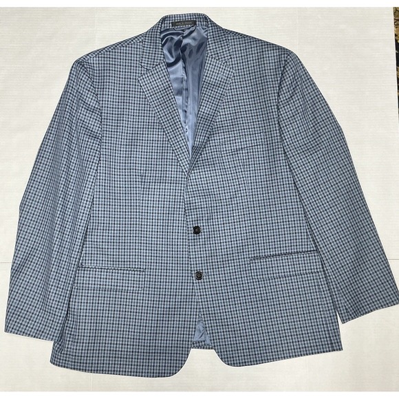 Chaps Sport Coat 48R Blue Black Check Plaid Blazer Jacket Casual Classic Preppy - Picture 1 of 15